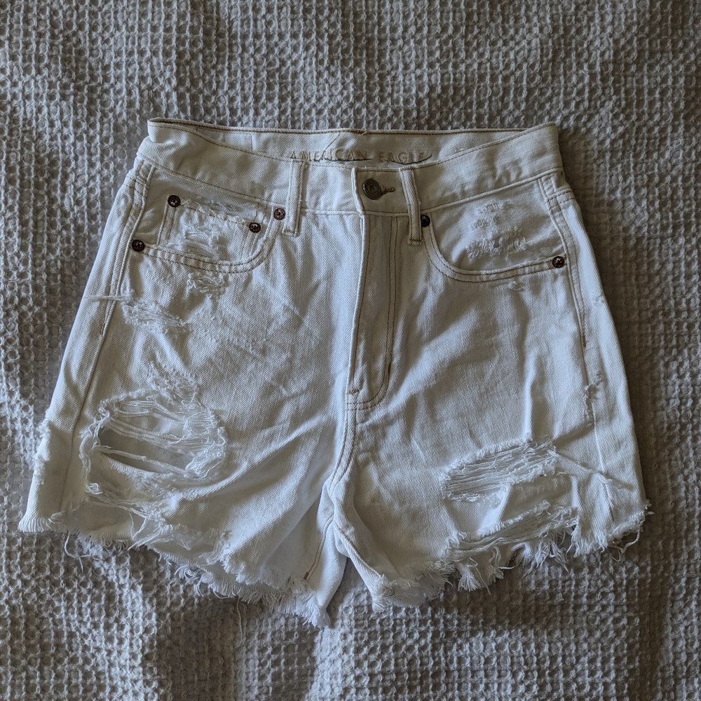 American Eagle High Waisted White Shorts
